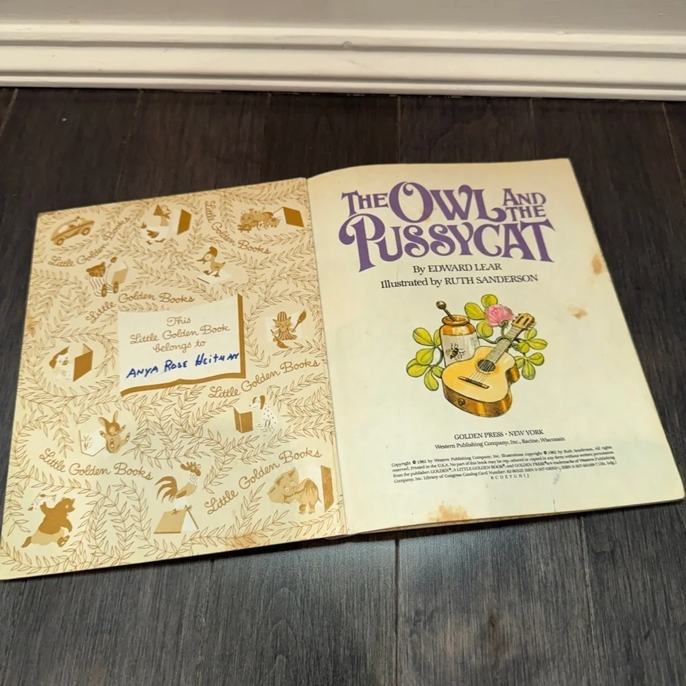VINTAGE 1982 Little Golden Book: The Owl and the Pussycat Hardcover Kids Book